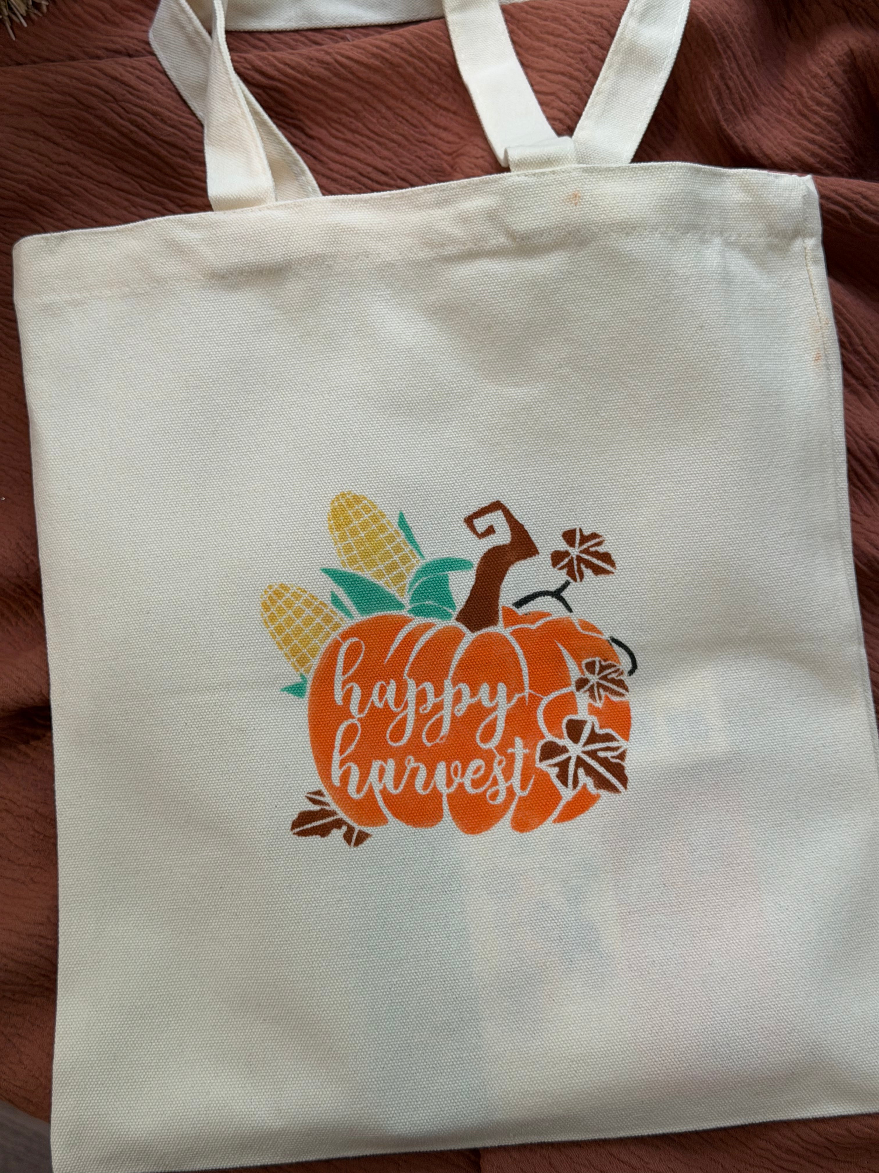 Happy Harvest Pumpkin Canvas Tote Bag