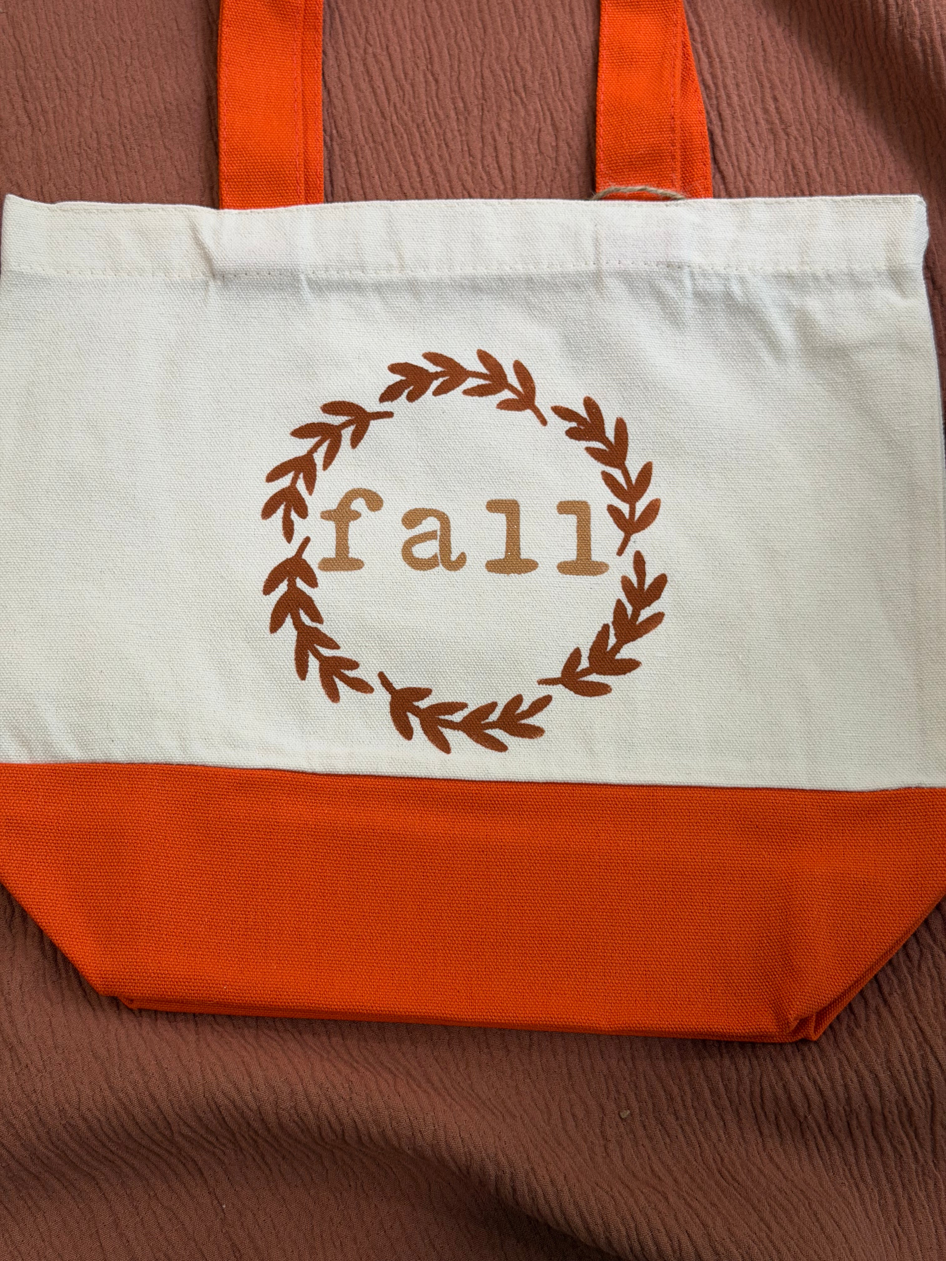 Hand-Painted Fall Canvas Tote Bag