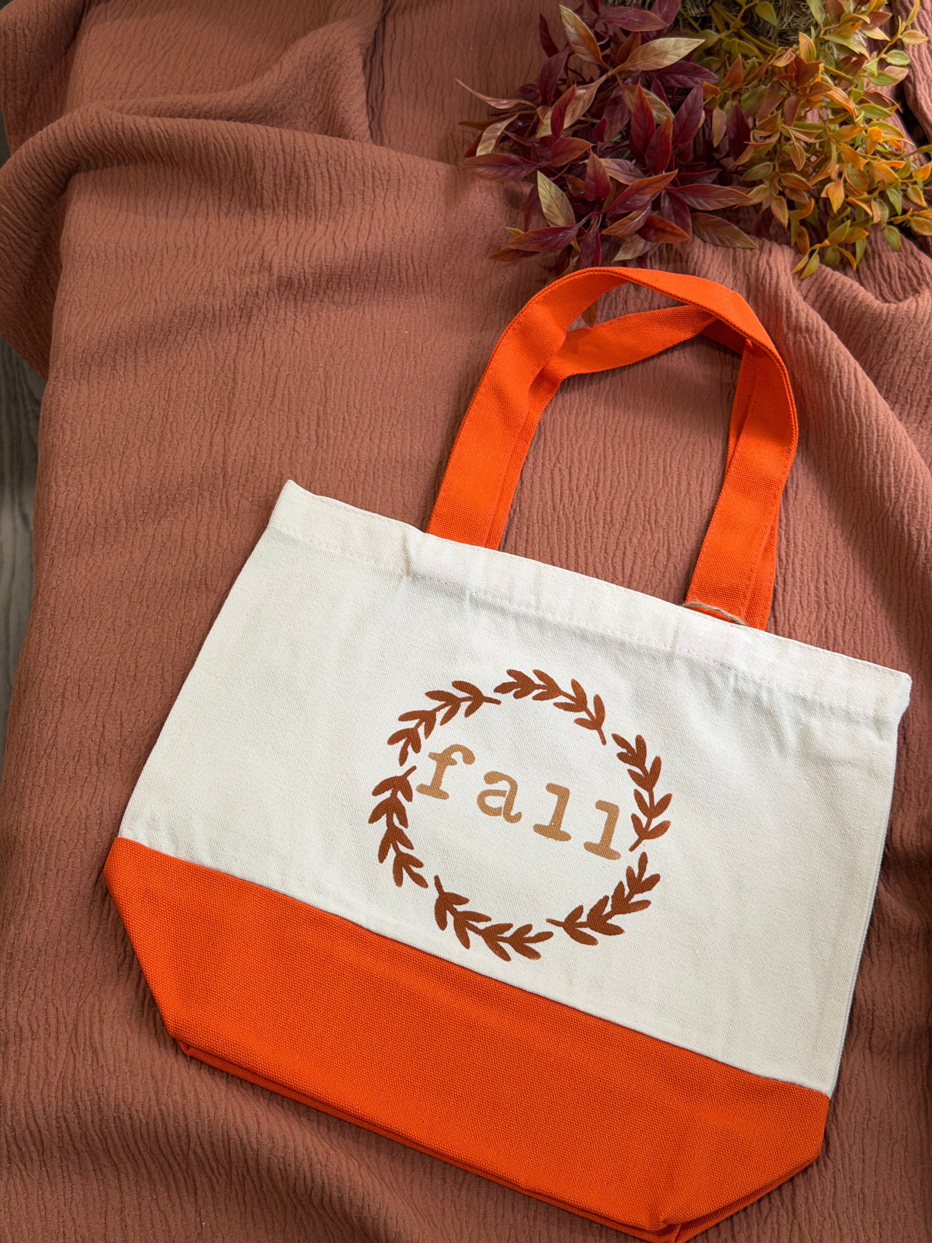 Hand-Painted Fall Canvas Tote Bag