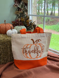 Thankful Pumpkin Canvas Tote Bag