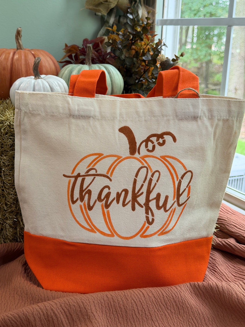 Thankful Pumpkin Canvas Tote Bag