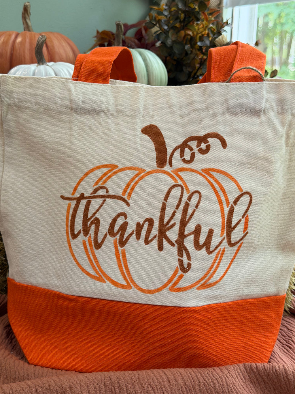 Thankful Pumpkin Canvas Tote Bag