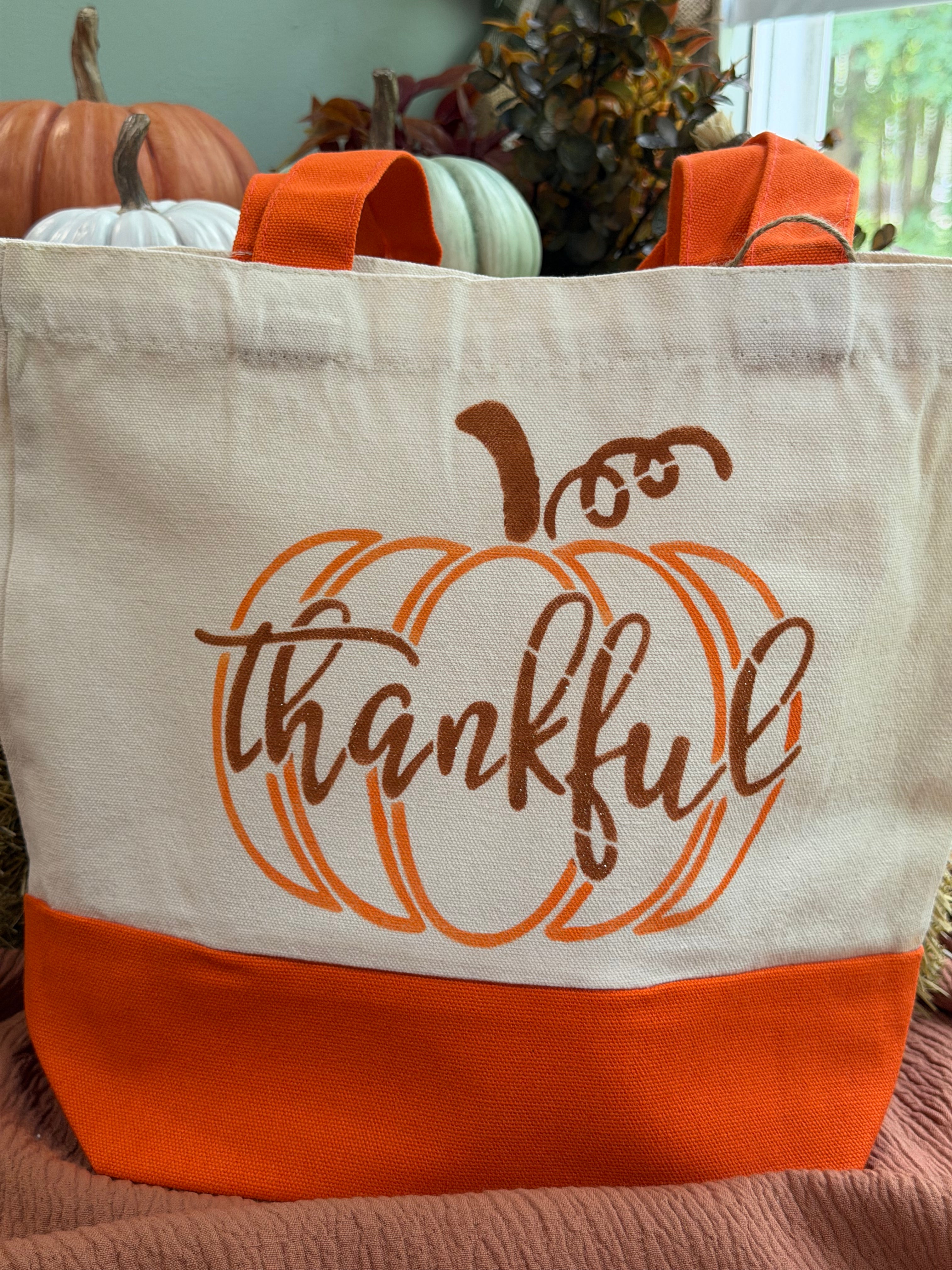 Thankful Pumpkin Canvas Tote Bag