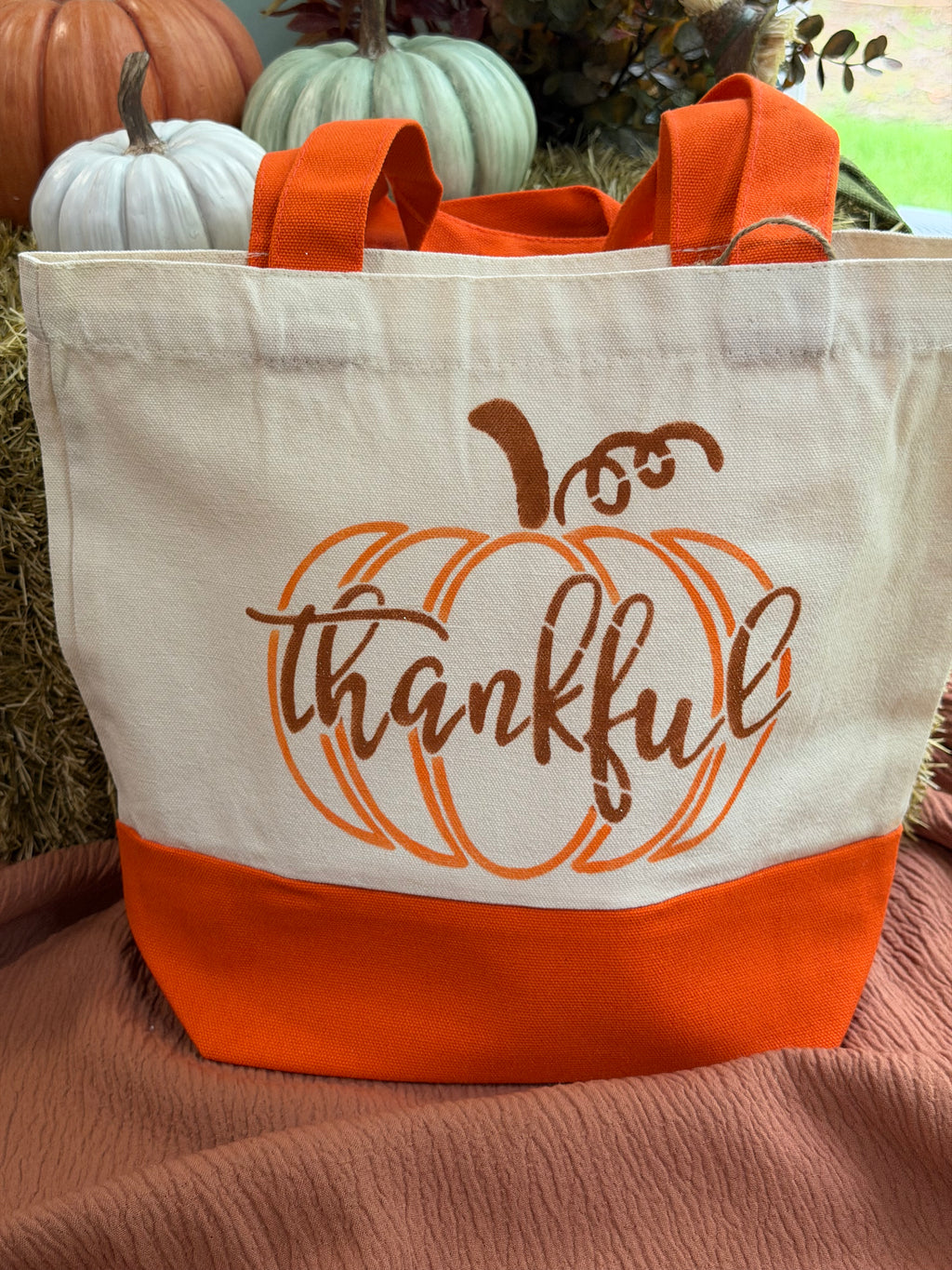 Thankful Pumpkin Canvas Tote Bag