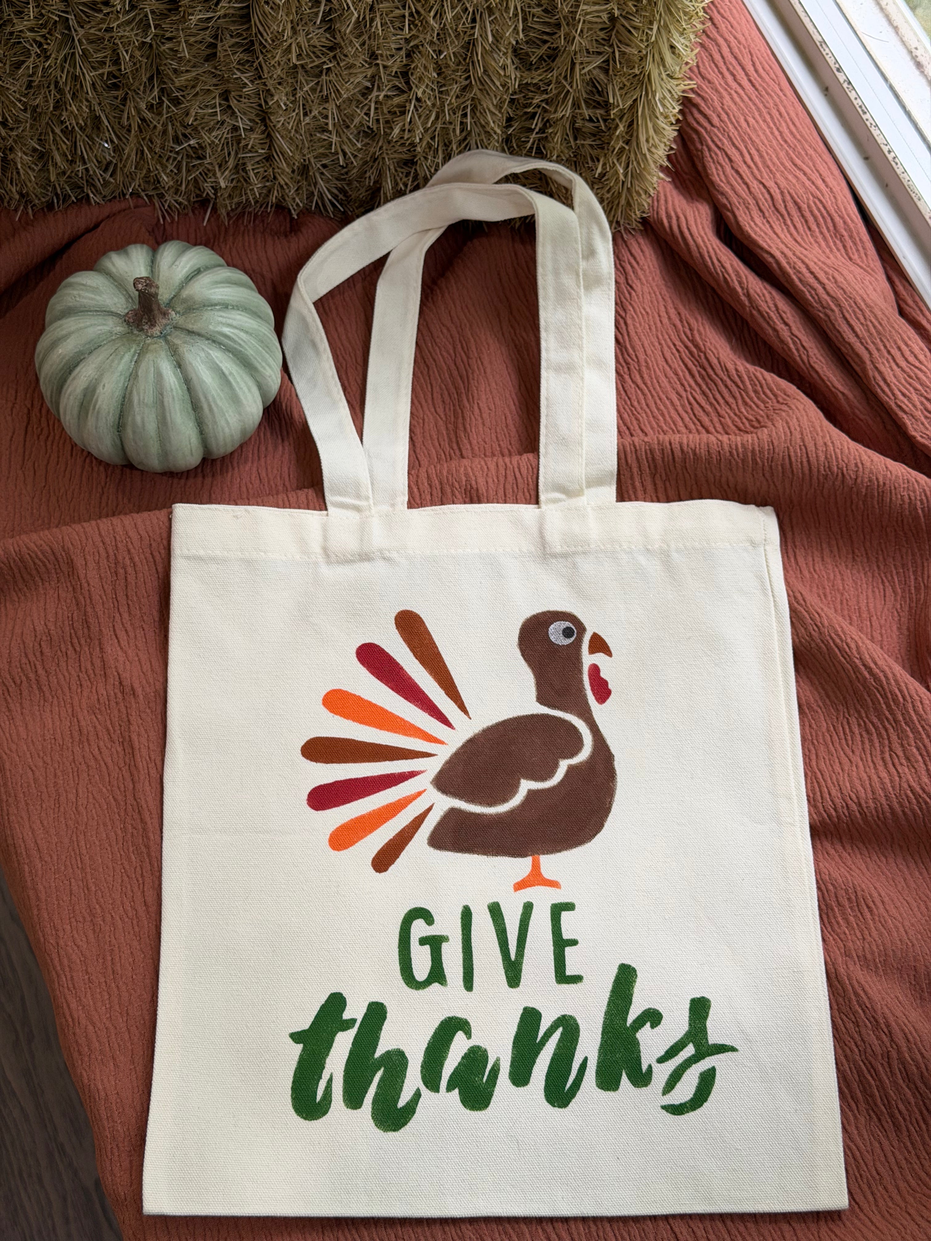 Give Thanks Turkey Canvas Tote Bag