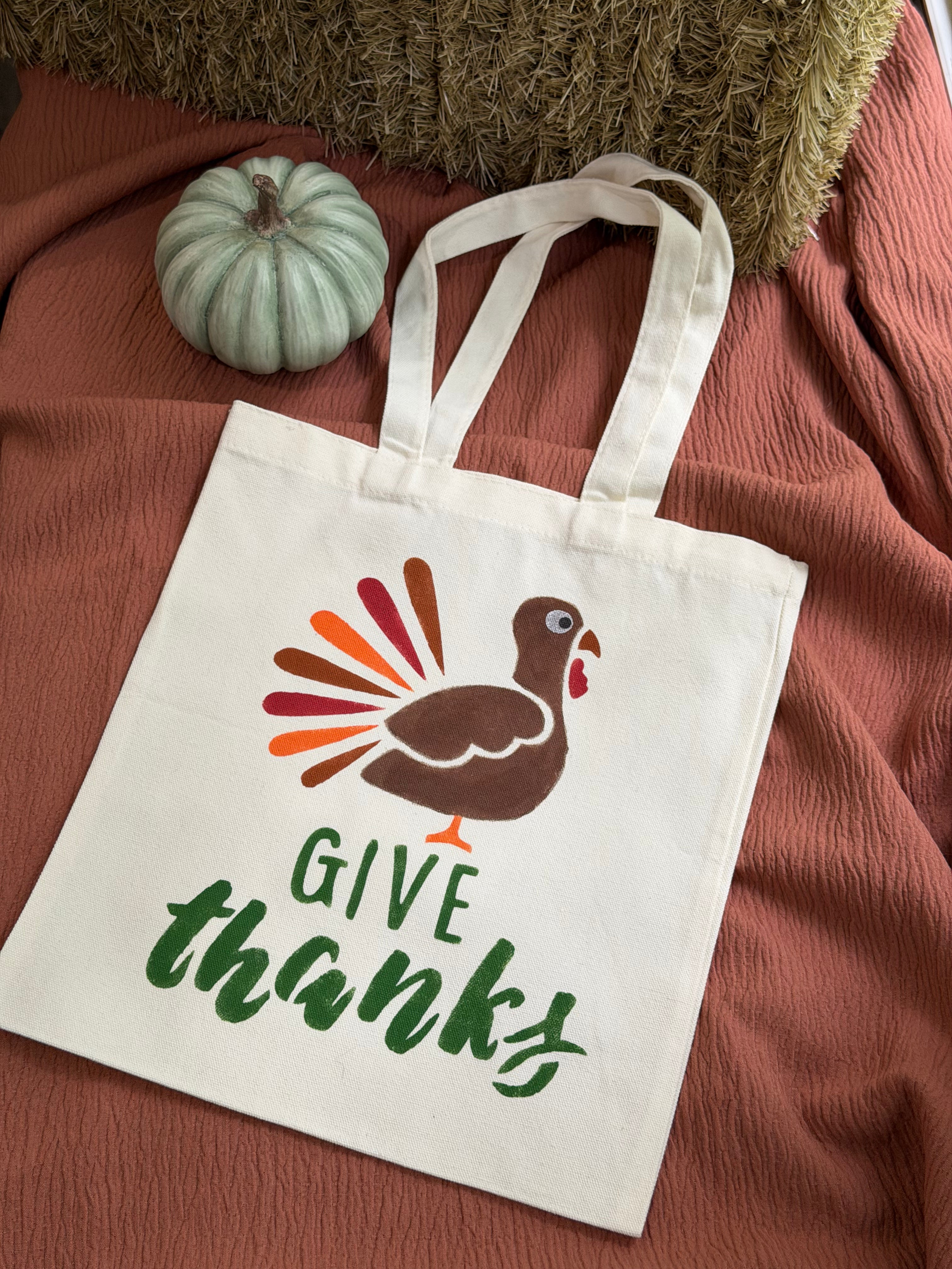 Give Thanks Turkey Canvas Tote Bag