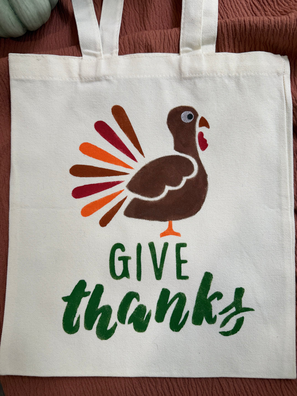 Give Thanks Turkey Canvas Tote Bag