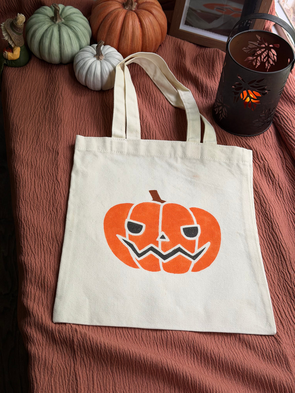 Halloween Jack-o'-Lantern Canvas Tote Bag