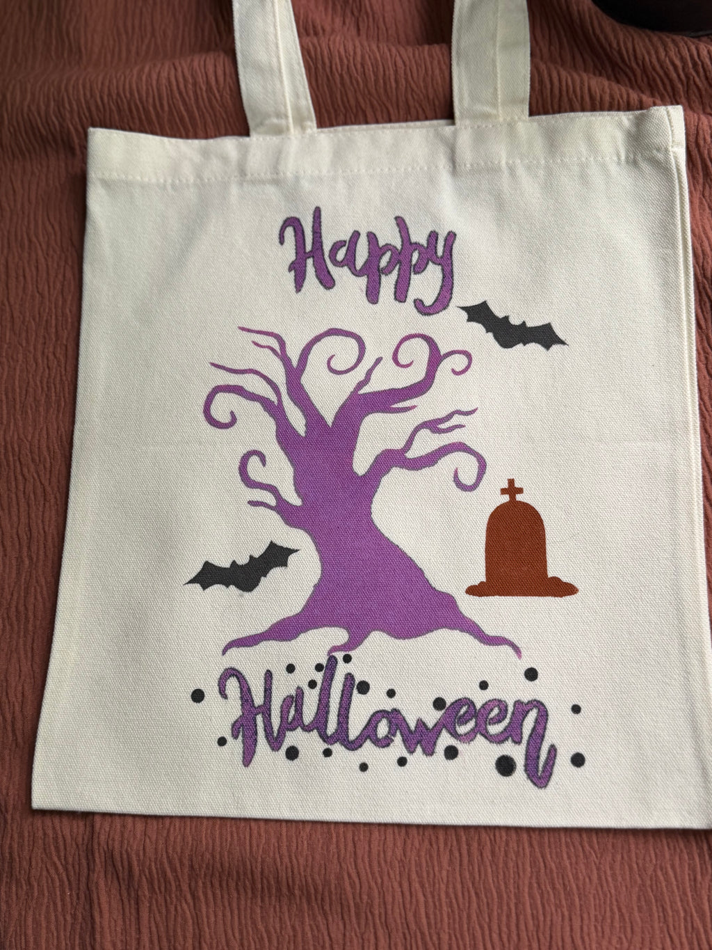 Happy Halloween Spooky Tree Canvas Tote Bag