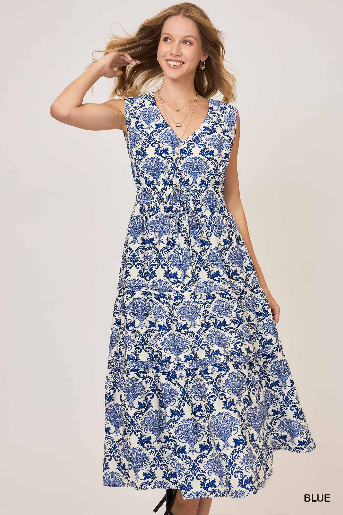 Abstract Print Midi Dress