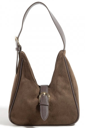 Buckle Detail Suede Handbag