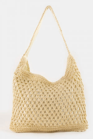 Textured Straw Oversized Shoulder Bag