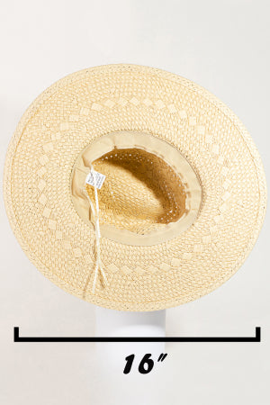 Boho Pattern Ribbon Straw Braided Hat