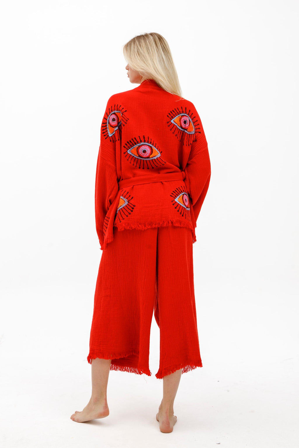 Crimson Mystic Eye Kimono Set