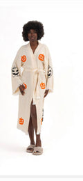 Ivory Pumpkin Halloween Muslin Kimono