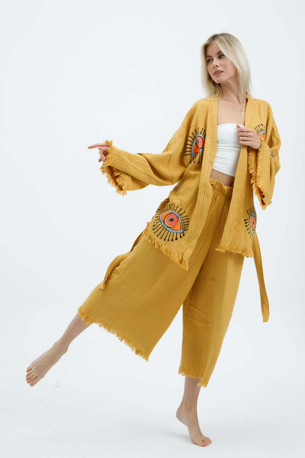Golden Mystic Eye Kimono Set