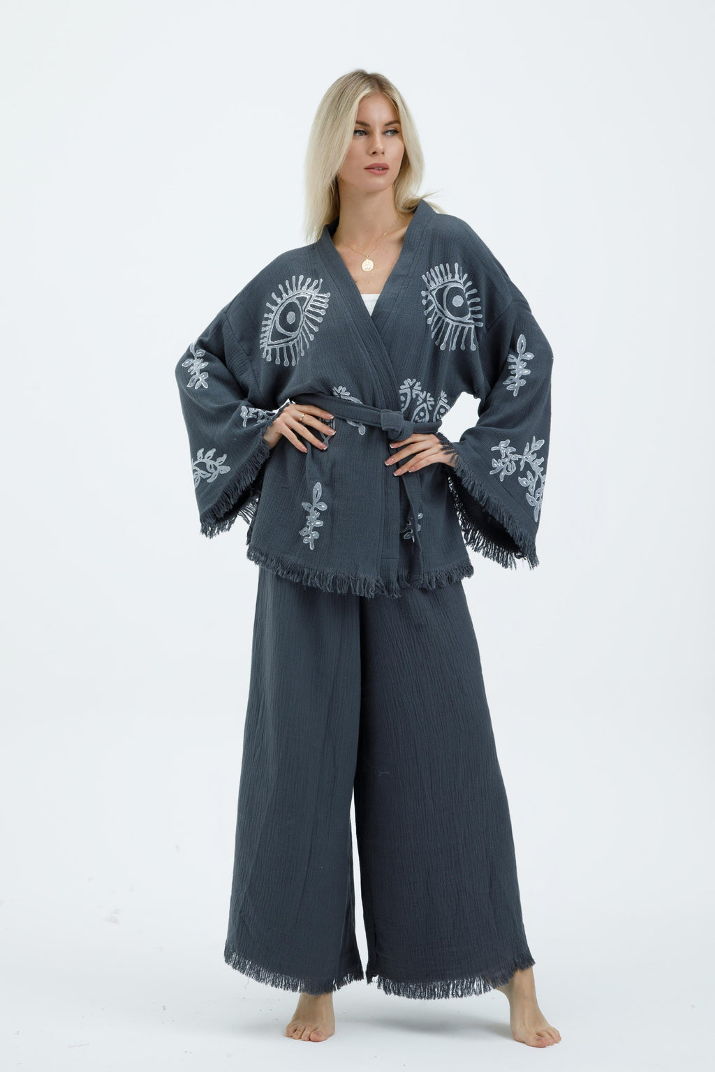 Charcoal Mystic Eye Kimono Set