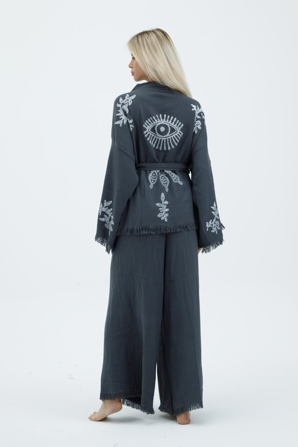 Charcoal Mystic Eye Kimono Set